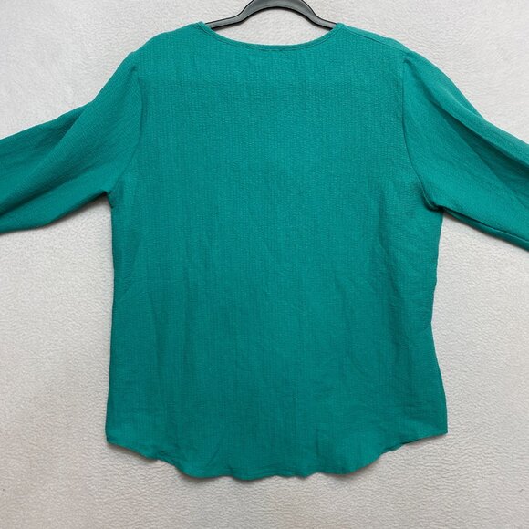 EKOUAER Blouse Womens L Teal Long Sleeve Button Front NWT - Picture 7 of 10